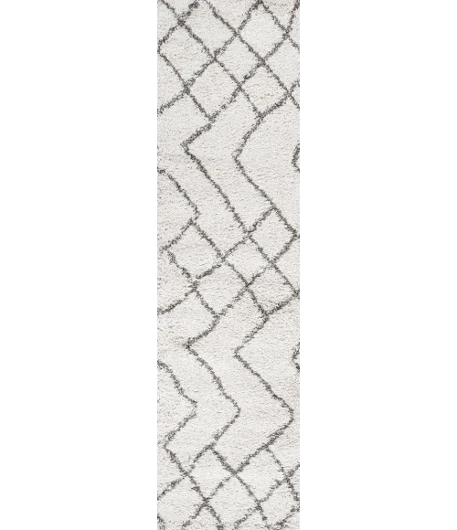 Inca Moroccan Diamond Shag Beige/Dark Gray 2 ft. x 8 ft. Runner Rug