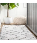 Inca Moroccan Diamond Shag Beige/Dark Gray 2 ft. x 8 ft. Runner Rug