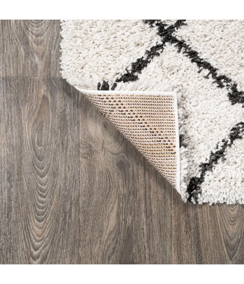 Inca Moroccan Diamond Shag Beige/Dark Gray 8 ft. x 10 ft. Area Rug