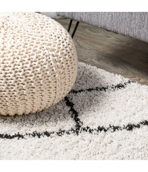 Inca Moroccan Diamond Shag Beige/Dark Gray 8 ft. x 10 ft. Area Rug