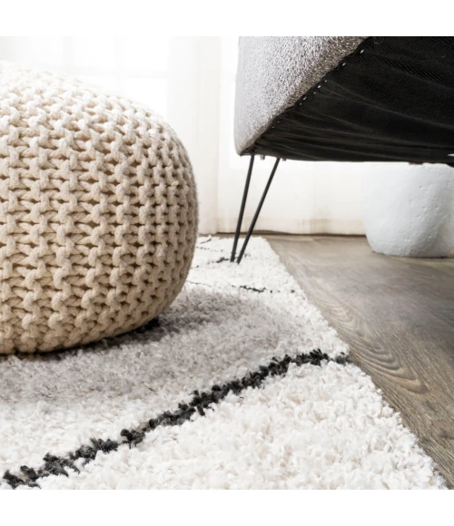 Inca Moroccan Diamond Shag Beige/Dark Gray 2 ft. x 8 ft. Runner Rug