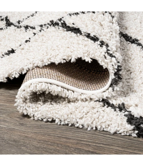Inca Moroccan Diamond Shag Beige/Dark Gray 2 ft. x 8 ft. Runner Rug