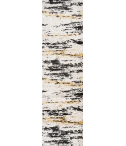 Jonathany London Shag SHG102A Beige/Black/Yellow Area Rug 2 ft. 3 in. X 8 ft. Runner