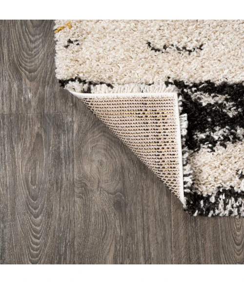 Nova Modern Bold Strie' Shag Beige/Black/Yellow 3 ft. x 5 ft. Area Rug
