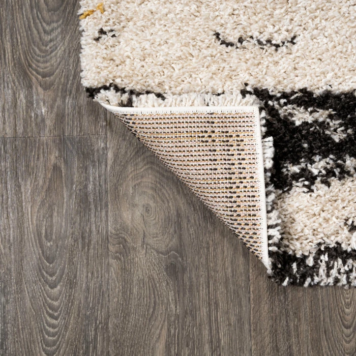 Nova Modern Bold Strie' Shag Beige/Black/Yellow 3 ft. x 5 ft. Area Rug
