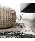 Nova Modern Bold Strie' Shag Beige/Black/Yellow 2 ft. x 8 ft. Runner Rug