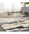 Nova Modern Bold Strie' Shag Beige/Black/Yellow 3 ft. x 5 ft. Area Rug