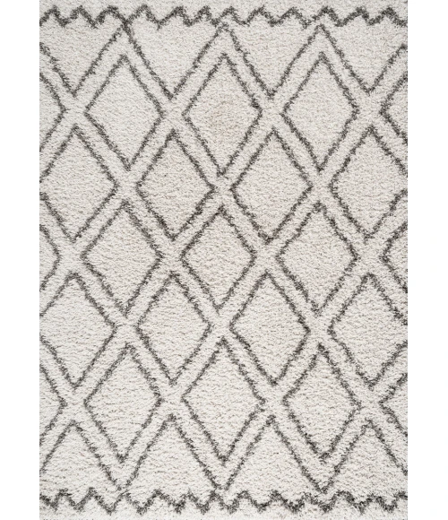 Soller Diamond Trellis Shag Beige/Dark Gray 8 ft. x 10 ft. Area Rug