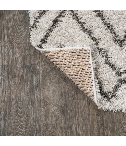 Soller Diamond Trellis Shag Beige/Dark Gray 8 ft. x 10 ft. Area Rug