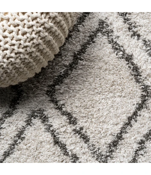 Soller Diamond Trellis Shag Beige/Dark Gray 8 ft. x 10 ft. Area Rug