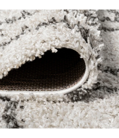 Soller Diamond Trellis Shag Beige/Dark Gray 8 ft. x 10 ft. Area Rug