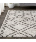 Soller Diamond Trellis Shag Beige/Dark Gray 8 ft. x 10 ft. Area Rug