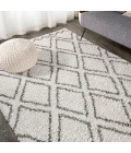 Soller Diamond Trellis Shag Beige/Dark Gray 8 ft. x 10 ft. Area Rug
