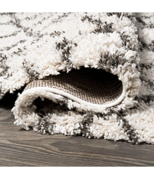 Algaida Moroccan Diamond Shag Beige/Dark Gray 2 ft. x 8 ft. Runner Rug