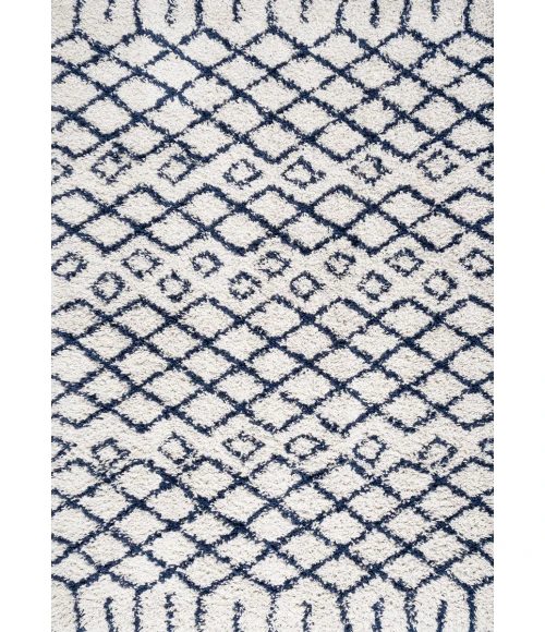 Sineu Moroccan Diamond Shag Beige/Navy 8 ft. x 10 ft. Area Rug