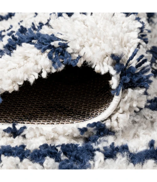 Sineu Moroccan Diamond Shag Beige/Navy 2 ft. x 8 ft. Runner Rug