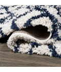 Sineu Moroccan Diamond Shag Beige/Navy 2 ft. x 8 ft. Runner Rug