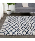 Sineu Moroccan Diamond Shag Beige/Navy 8 ft. x 10 ft. Area Rug