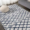 Jonathany London Shag SHG104B Beige/Navy Area Rug 3 ft. X 5 ft. Rectangle