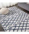 Sineu Moroccan Diamond Shag Beige/Navy 8 ft. x 10 ft. Area Rug