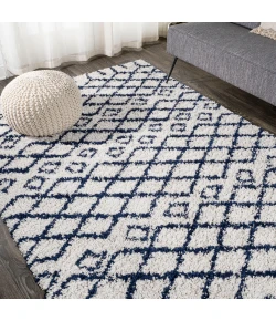 Jonathany London Shag SHG104B Beige/Navy Area Rug 7 ft. 9 in. X 10 ft. Rectangle