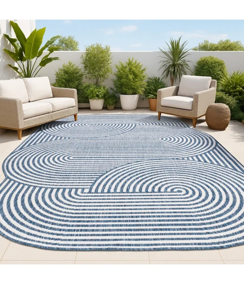 Jonathan Y SHAPES Blue SHP201C 6ft.7in. X 9ft.6in. Specialty Rug
