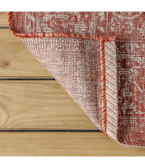 Tela Bohemian Textured Weave Floral Red/Taupe 4 ft. x 6 ft. Indoor/Outdoor Area Rug