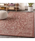 Tela Bohemian Textured Weave Floral Red/Taupe 4 ft. x 6 ft. Indoor/Outdoor Area Rug