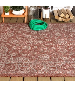 Jonathany Santa Monica SMB100A Red/Taupe Area Rug 3 ft. 11 in. X 6 ft. Rectangle