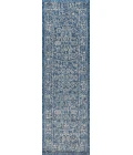 Tela Bohemian Textured Weave Floral Navy/Gray 2 ft. x 8 ft. Indoor/Outdoor Runner Rug