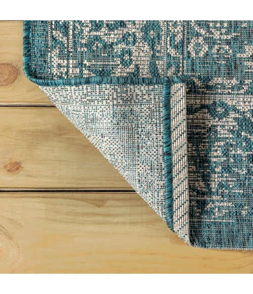 Tela Bohemian Textured Weave Floral Teal/Gray 4 ft. x 6 ft. Indoor/Outdoor Area Rug