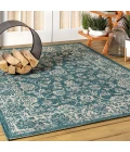 Tela Bohemian Textured Weave Floral Teal/Gray 4 ft. x 6 ft. Indoor/Outdoor Area Rug