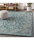 Tela Bohemian Textured Weave Floral Teal/Gray 4 ft. x 6 ft. Indoor/Outdoor Area Rug