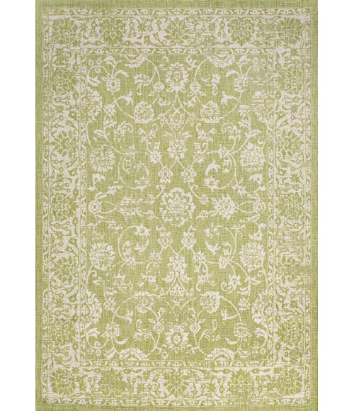 Tela Bohemian Textured Weave Floral Green/Cream 4 ft. x 6 ft. Indoor/Outdoor Area Rug