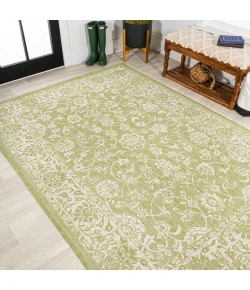 Jonathany Santa Monica SMB100D Green/Cream Area Rug 3 ft. 1 in. X 5 ft. Rectangle
