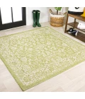 Tela Bohemian Textured Weave Floral Green/Cream 5' Square Indoor/Outdoor Area Rug