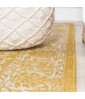Tela Bohemian Textured Weave Floral Yellow/Cream 2 ft. x 8 ft. Indoor/Outdoor Runner Rug