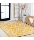 Tela Bohemian Textured Weave Floral Yellow/Cream 8 ft. x 10 ft. Indoor/Outdoor Area Rug