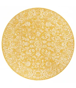 Jonathany Santa Monica SMB100E Yellow/Cream Area Rug 5 ft. 3 in. X 5 ft. 3 in. Round
