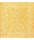 Tela Bohemian Textured Weave Floral Yellow/Cream 5' Square Indoor/Outdoor Area Rug