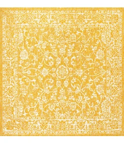 Jonathany Santa Monica SMB100E Yellow/Cream Area Rug 5 ft. 3 in. X 5 ft. 3 in. Square