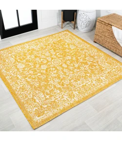 Jonathany Santa Monica SMB100E Yellow/Cream Area Rug 5 ft. 3 in. X 5 ft. 3 in. Square