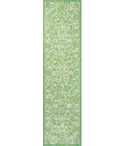 Jonathany Santa Monica SMB100F Cream/Green Area Rug 2 ft. 2 in. X 10 ft. Runner