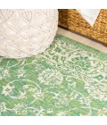 Tela Bohemian Textured Weave Floral Cream/Green 5' Square Indoor/Outdoor Area Rug