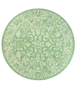 Jonathany Santa Monica SMB100F Cream/Green Area Rug 5 ft. 3 in. X 5 ft. 3 in. Round