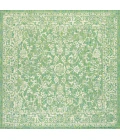 Tela Bohemian Textured Weave Floral Cream/Green 5' Square Indoor/Outdoor Area Rug