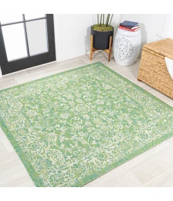 Jonathany Santa Monica SMB100F Cream/Green Area Rug 5 ft. 3 in. X 5 ft. 3 in. Square