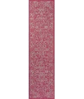 Tela Bohemian Textured Weave Floral Fuchsia/Light Gray 2 ft. x 10 ft. Indoor/Outdoor Runner Rug