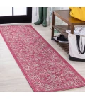 Tela Bohemian Textured Weave Floral Fuchsia/Light Gray 2 ft. x 10 ft. Indoor/Outdoor Runner Rug