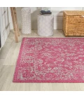 Tela Bohemian Textured Weave Floral Fuchsia/Light Gray 4 ft. x 6 ft. Indoor/Outdoor Area Rug